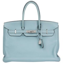 2009 Hermes Ciel Evergrain Leather Birkin 35cm