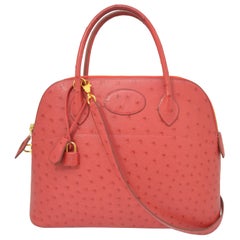 2009 Hermes Ostrich Bolide Bag 31cm Rouge Viv with Strap