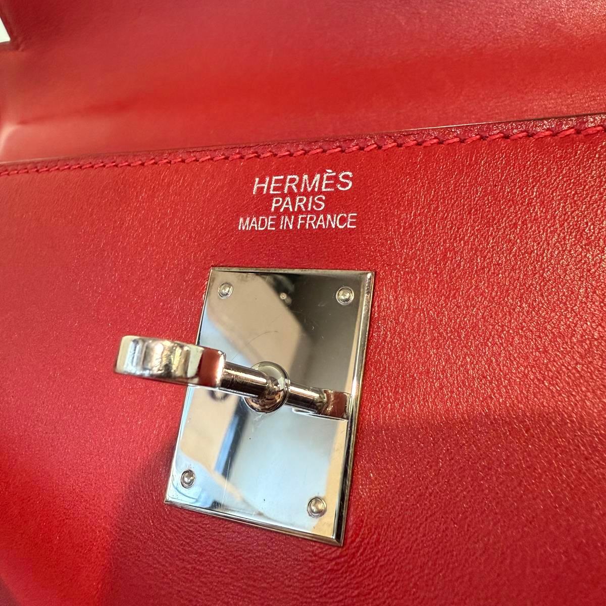 2009 Hermès Retourne Kelly 35 Clemence Red PHW For Sale 7