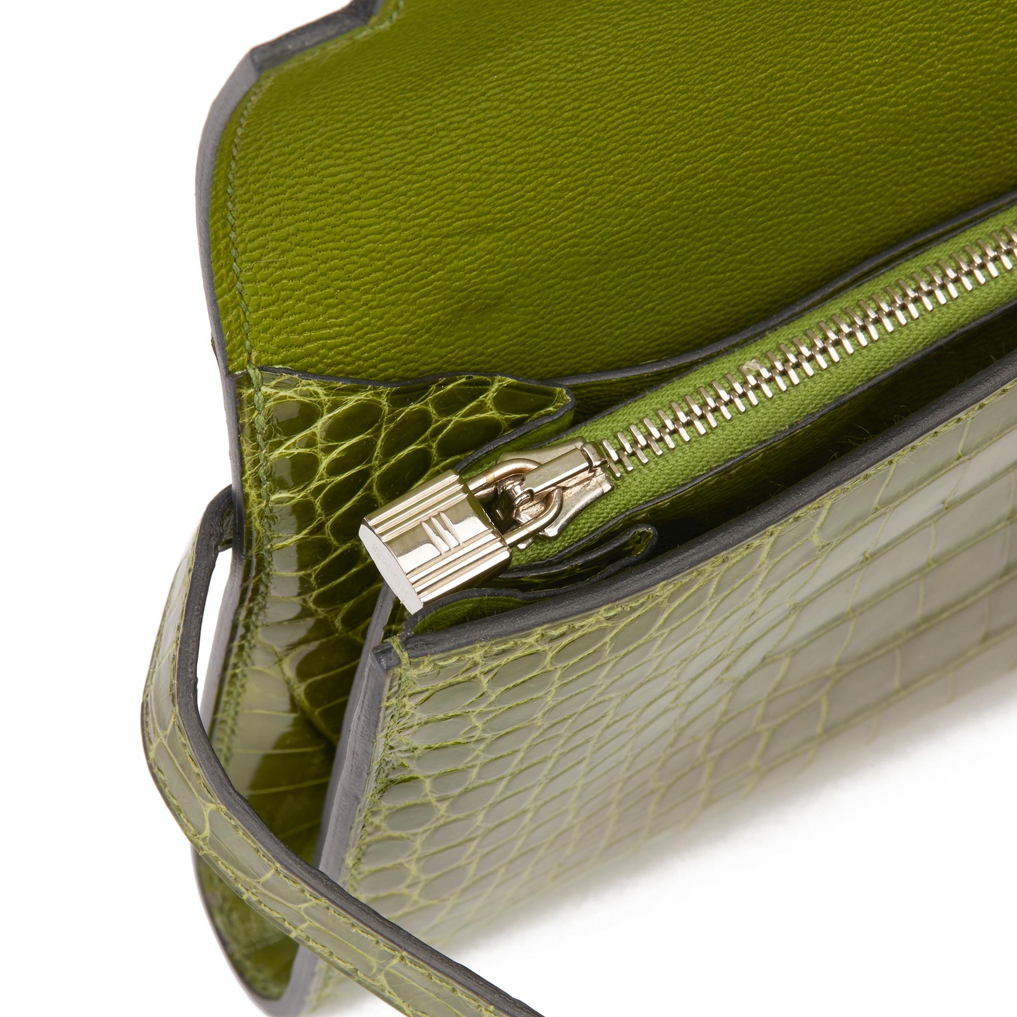 2009 Hermès Vert Perlouse Shiny Alligator Leather Kelly Long Wallet 4