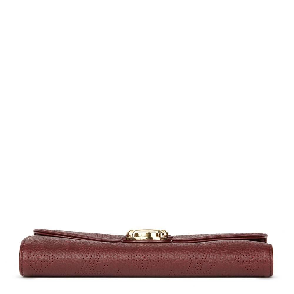 Brown 2009 Louis Vuitton Bordeaux Perforated Mahina Calfskin Amelia Wallet