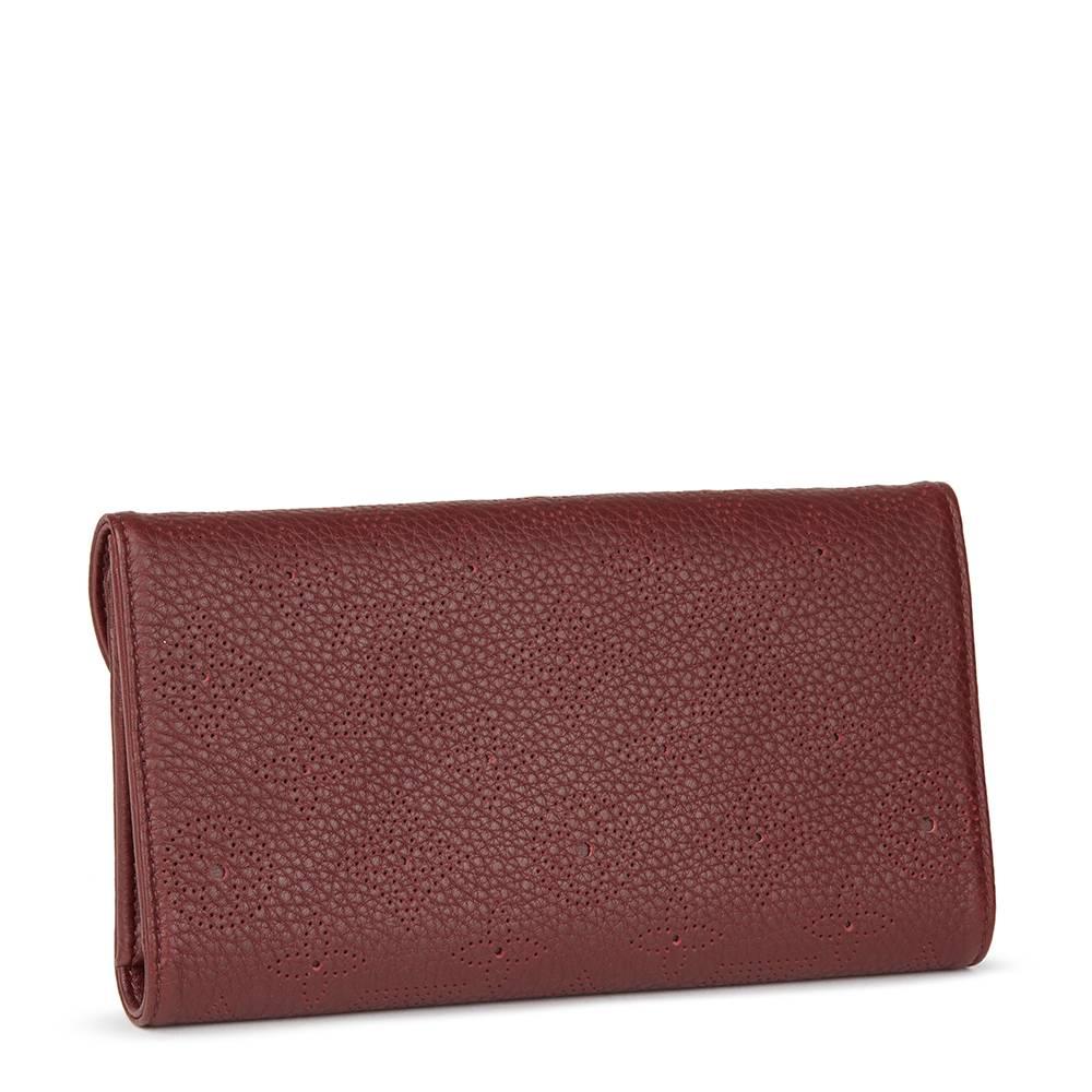 2009 Louis Vuitton Bordeaux Perforated Mahina Calfskin Amelia Wallet In Excellent Condition In Bishop's Stortford, Hertfordshire