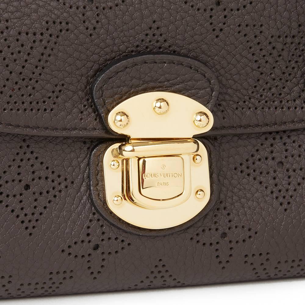 Women's 2009 Louis Vuitton Chocolate Perforated Mahina Calfskin Leather Amelia Wallet 