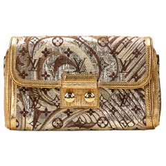 2009 Louis Vuitton Gold Monogram Brocade & Lizard Leather Thalie Clutch