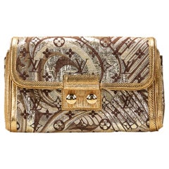 2009 Louis Vuitton Gold Monogram Brocade & Lizard Leather Thalie Clutch