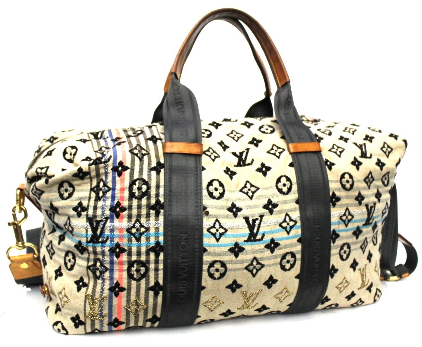 This vibrant and playful Louis Vuitton Limited Edition Beige Monogram Cheche Tuareg Bag is one amazing bag. Named after a protective garment worn over the head and neck, the Cheche bags play on contrast of fabric and texture. This bag is made from