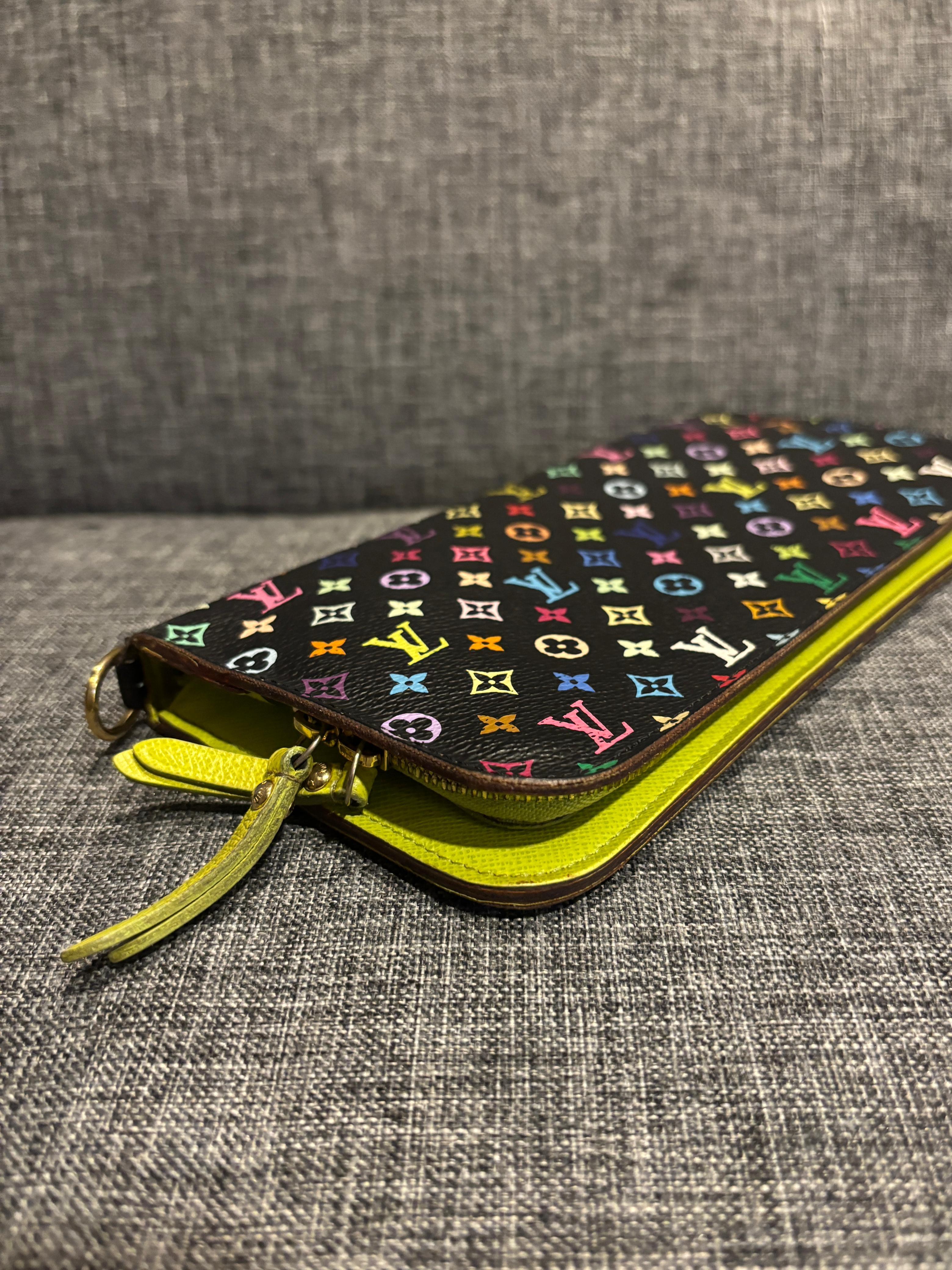 2009 Louis Vuitton Murakami Monogram Schwarz Multicolor Insolite Organizer Geldbörse im Angebot 8
