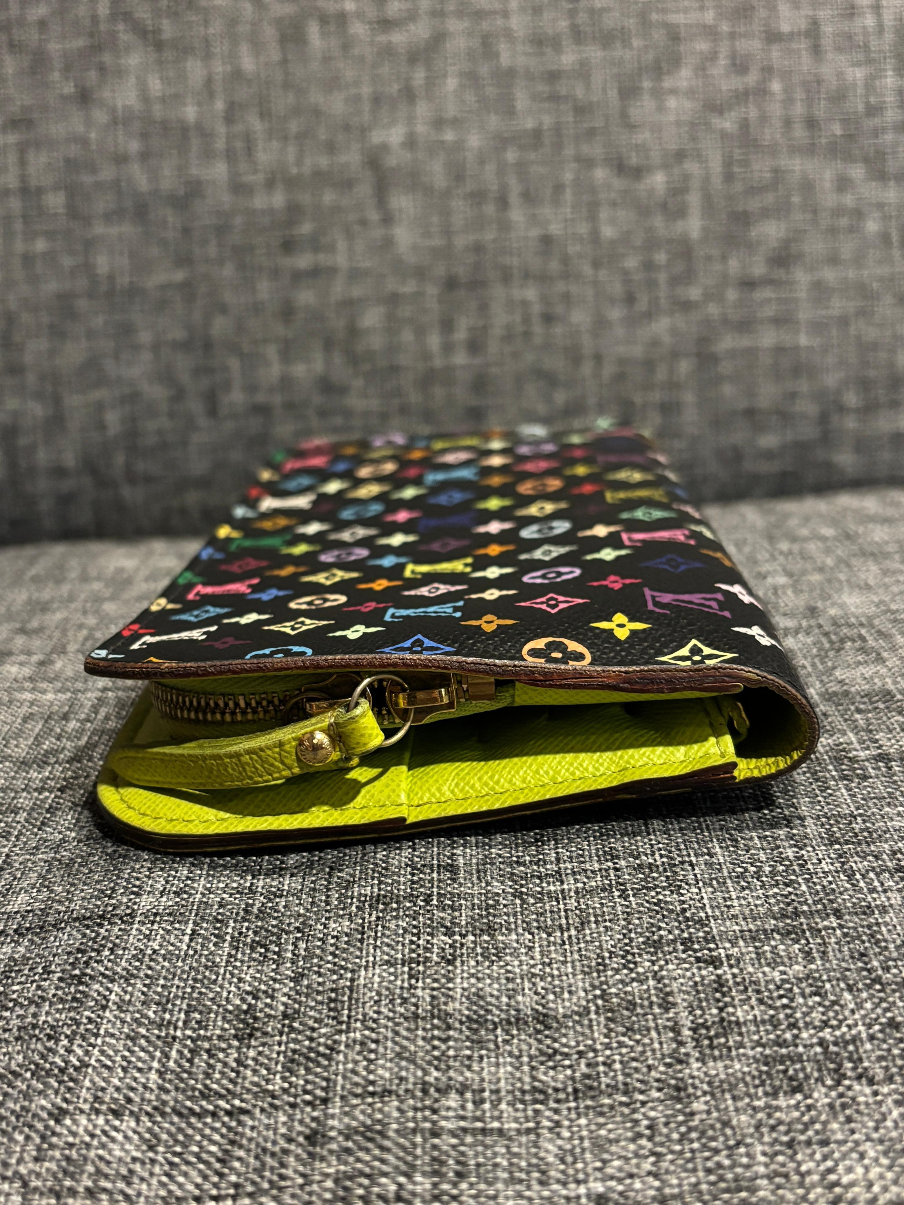 2009 Louis Vuitton Murakami Monogram Schwarz Multicolor Insolite Organizer Geldbörse im Angebot 9