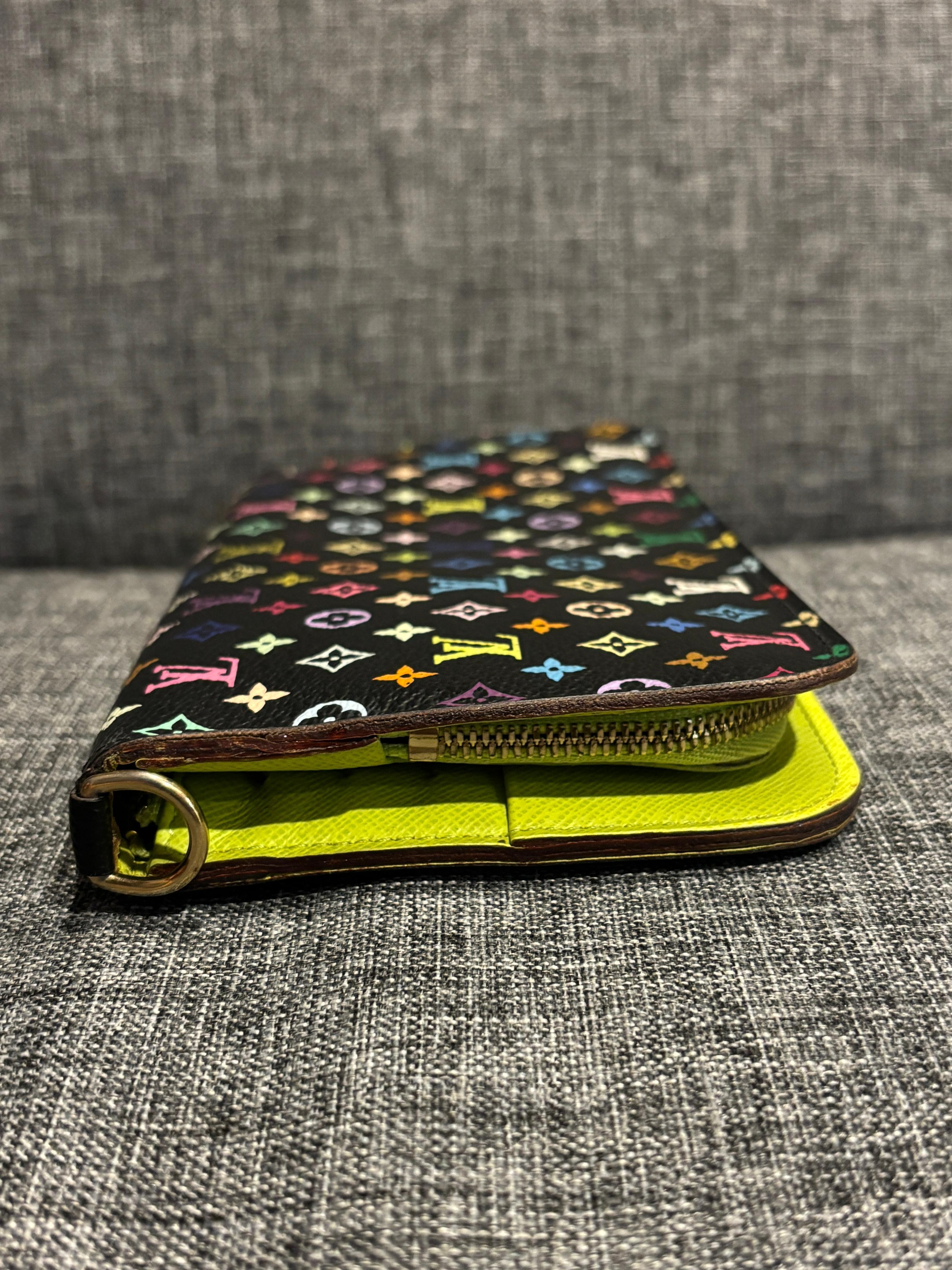 2009 Louis Vuitton Murakami Monogram Schwarz Multicolor Insolite Organizer Geldbörse im Angebot 3