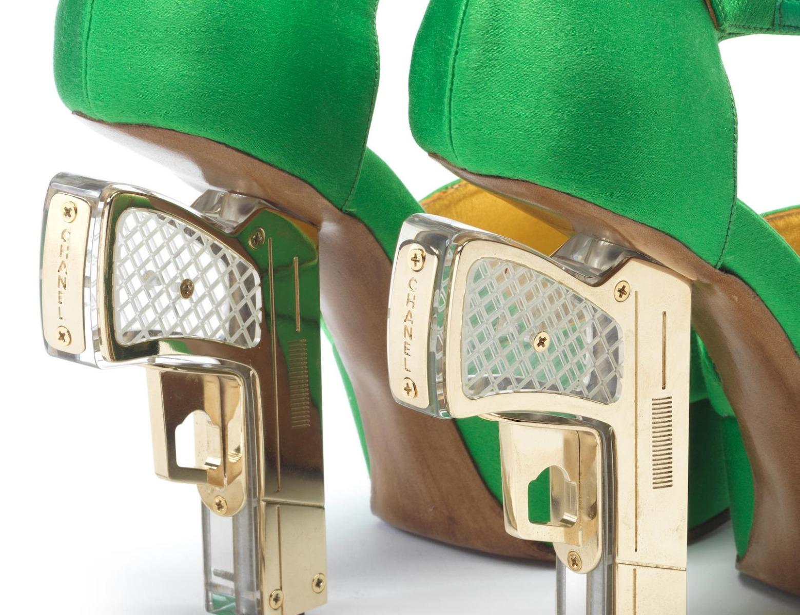 chanel green heels
