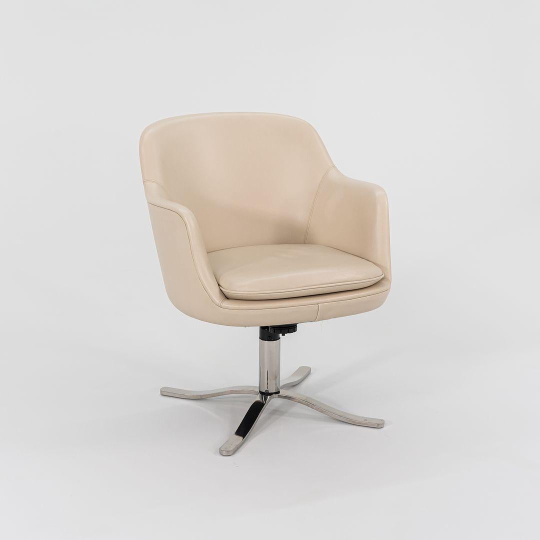 Moderno 2009 Nicos Zographos Alpha Bucket Dining Arm Chairs Pelle e Inox 4x Disponibile in vendita