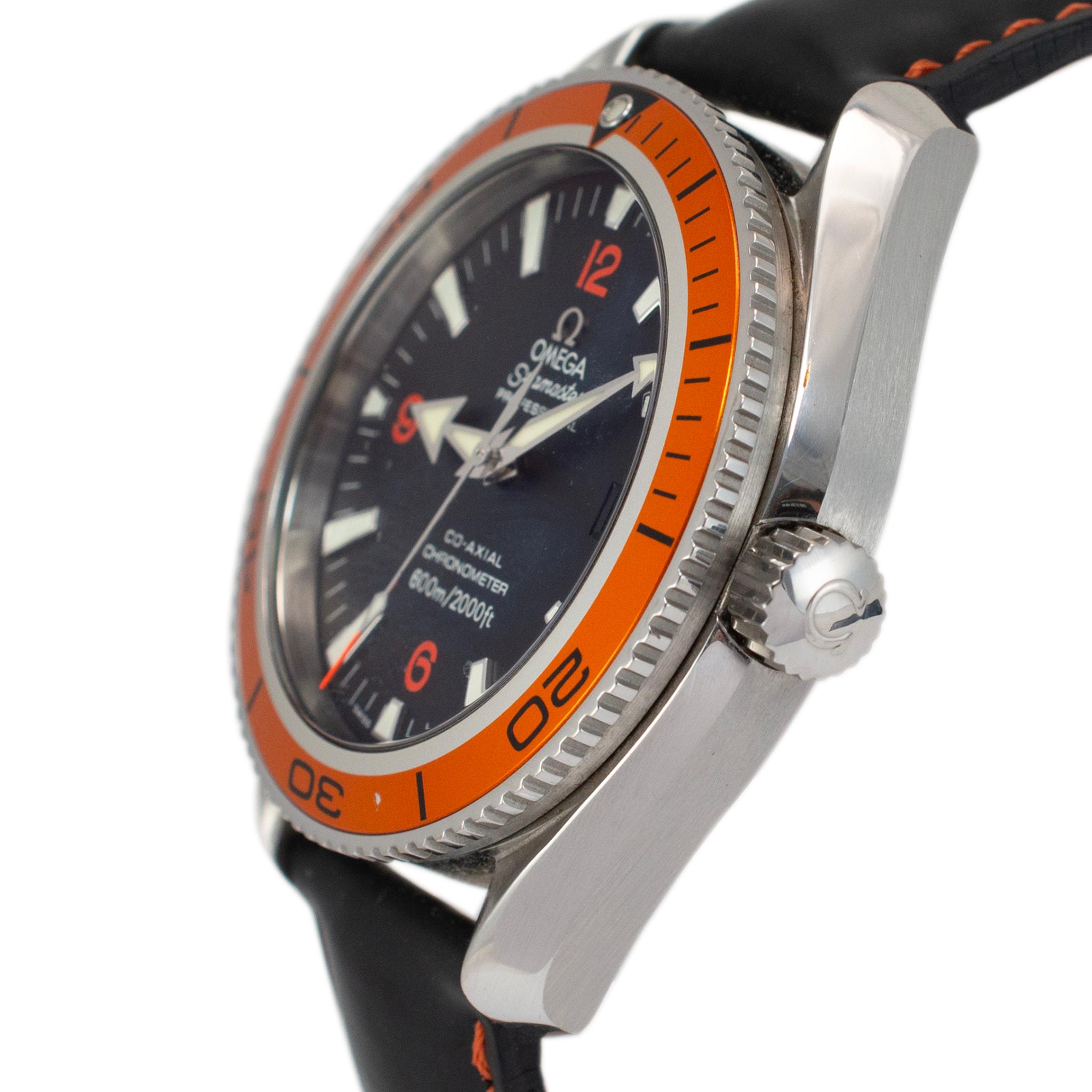2009 Omega Seamaster Planet Ocean 42MM 2909.50.82 Orange Edelstahluhr im Zustand „Hervorragend“ in Houston, TX