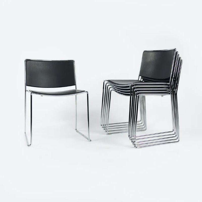 2009 Piero Lissoni for Porro Spindle Stacking Side Chairs in Steel & Leather In Good Condition For Sale In Philadelphia, PA