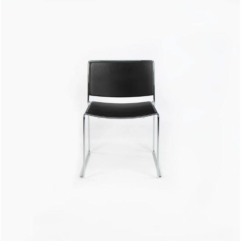 2009 Piero Lissoni for Porro Spindle Stacking Side Chairs in Steel & Leather For Sale 1