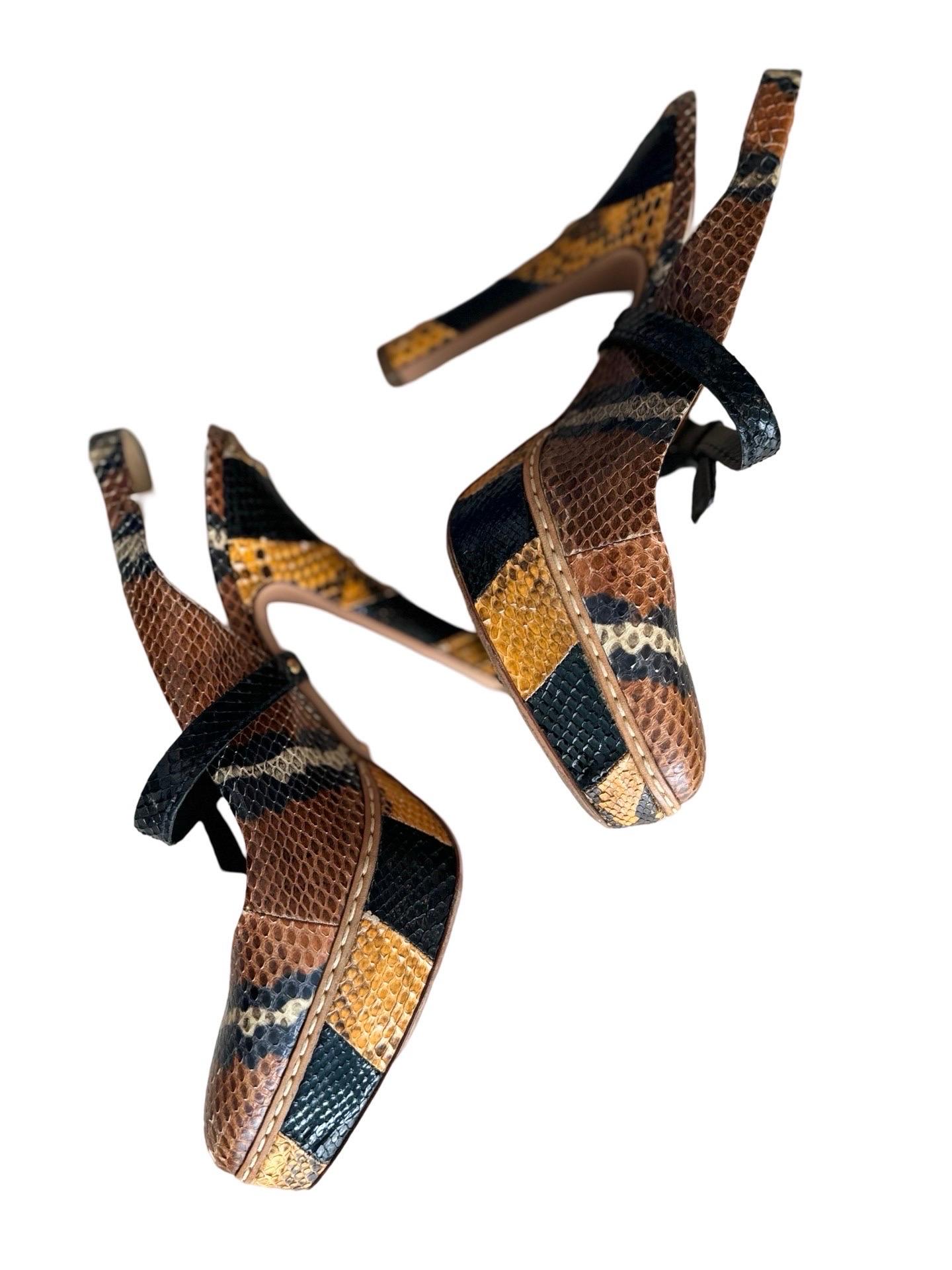 Brown 2009 Prada Snakeskin Platform Heels