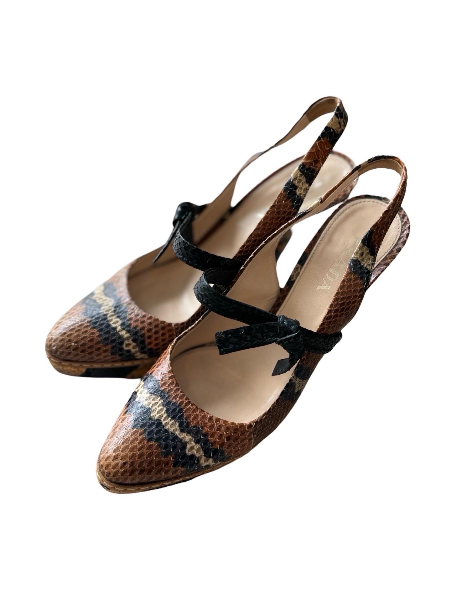 2009 Prada Snakeskin Platform Heels 2