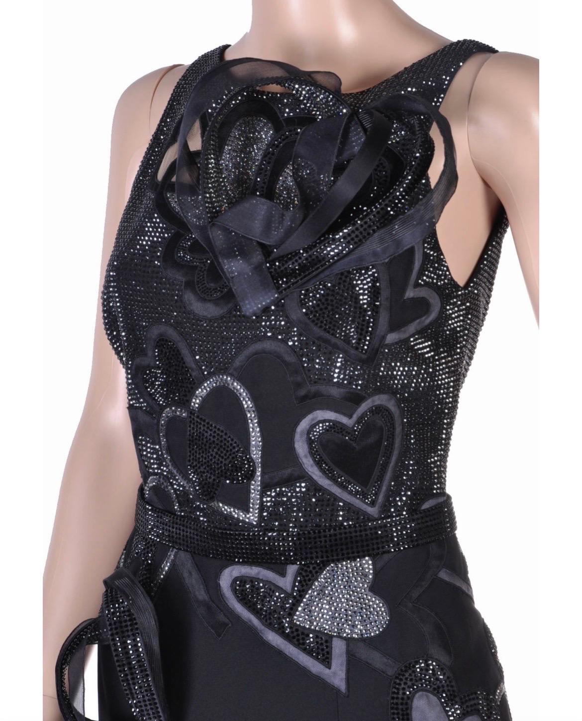De las mujeres NWT 2009 Raro Vintage Versace Negro Cristal Vestido Adornado Italiano 40 en venta