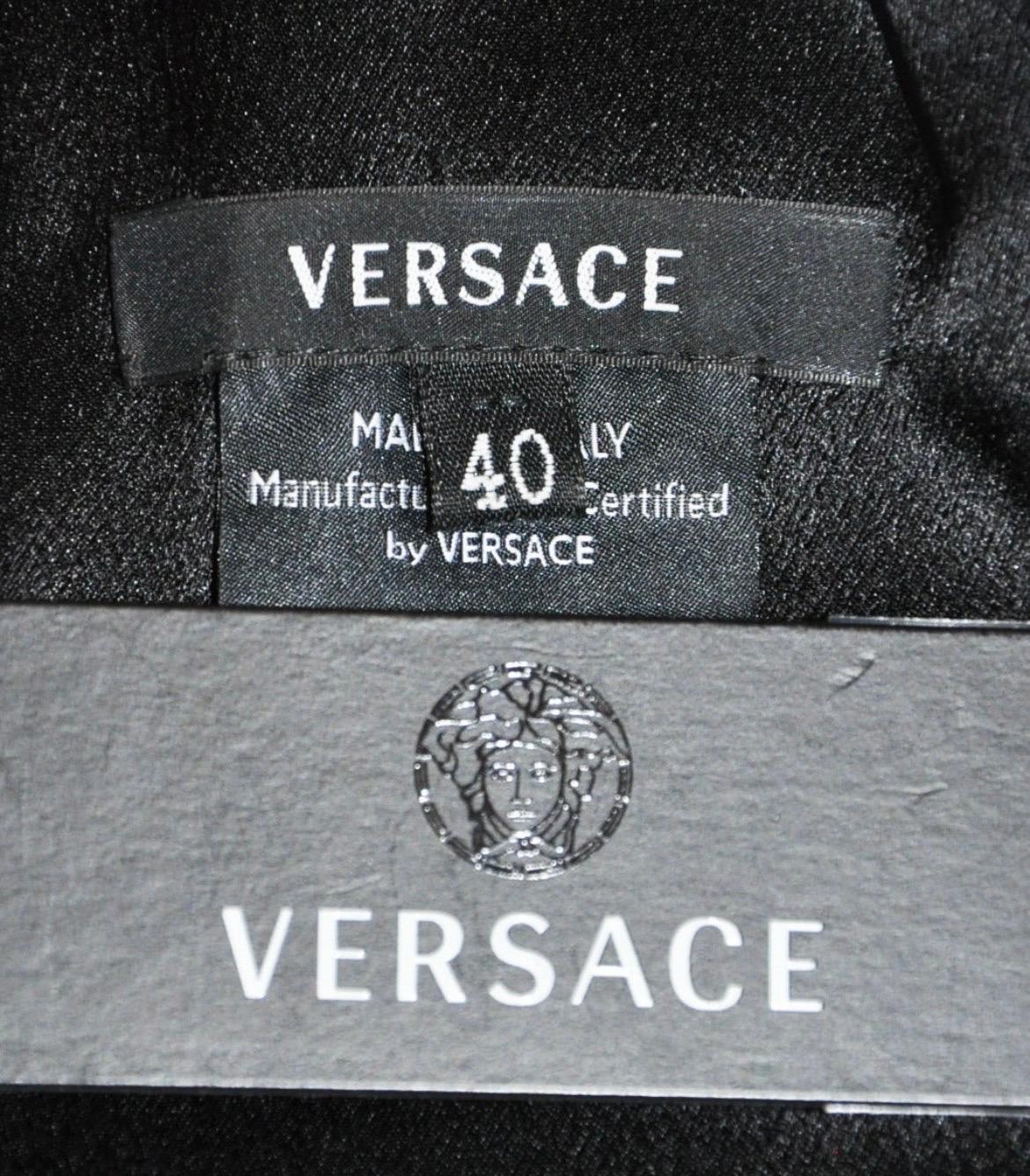 NWT 2009 Raro Vintage Versace Negro Cristal Vestido Adornado Italiano 40 en venta 2