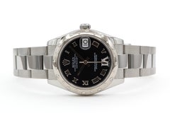 2009 Rolex Datejust 31 178344 Purple Roman Dial Diamond Bezel Oyster Bracelet Bo