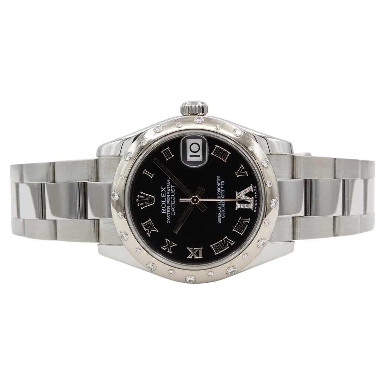 2009 Rolex Datejust 31 178344 Quadrante romano viola Lunetta di diamanti Bracciale Oyster Bo in vendita