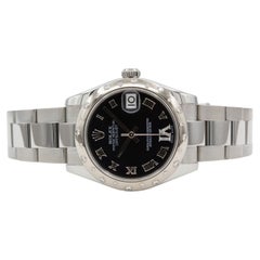 2009 Rolex Datejust 31 178344 Purple Roman Dial Diamond Bezel Oyster Bracelet Bo