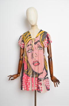 2009 Romeo Pires Roy Liechtenstein Comic Strip Print Mini Babydoll Dress