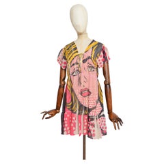 2009 Romeo Pires Roy Liechtenstein Comic Strip Print Mini Babydoll Dress