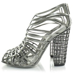 2009 Runway Documented Saint Laurent Silver Leather Cage Boots