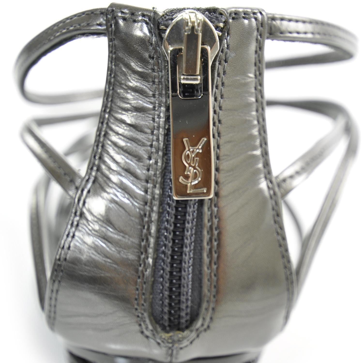 2009 Runway Documented Saint Laurent Silver Leather Cage Boots For Sale 1
