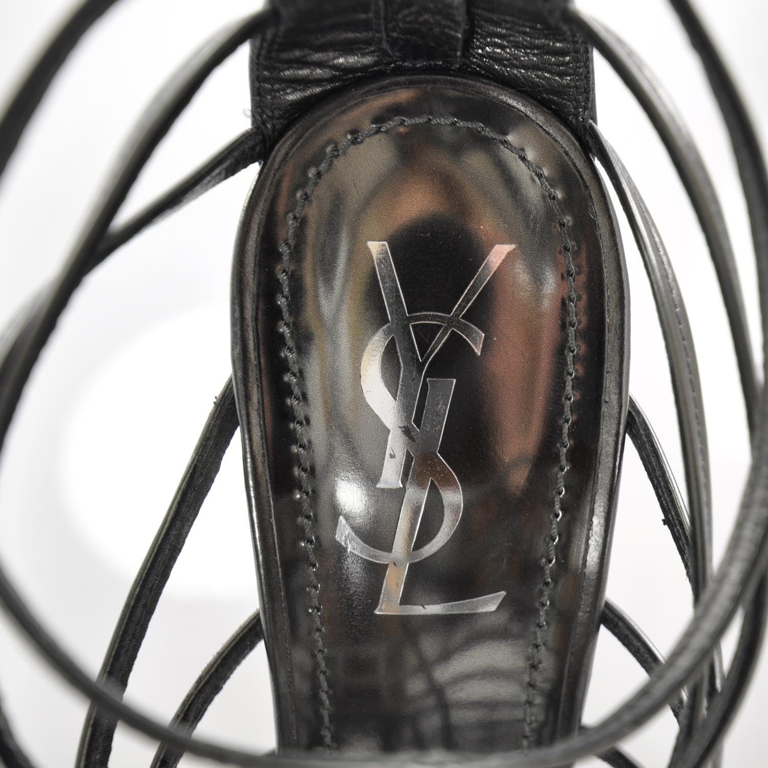 2009 Runway Documented Saint Laurent Silver Leather Cage Boots For Sale 2