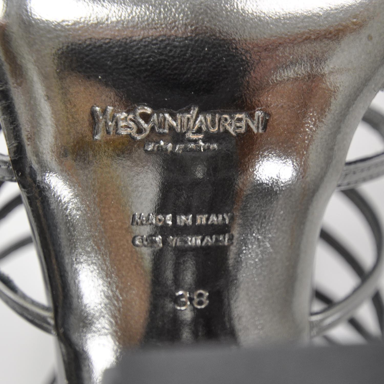 2009 Runway Documented Saint Laurent Silver Leather Cage Boots For Sale 3