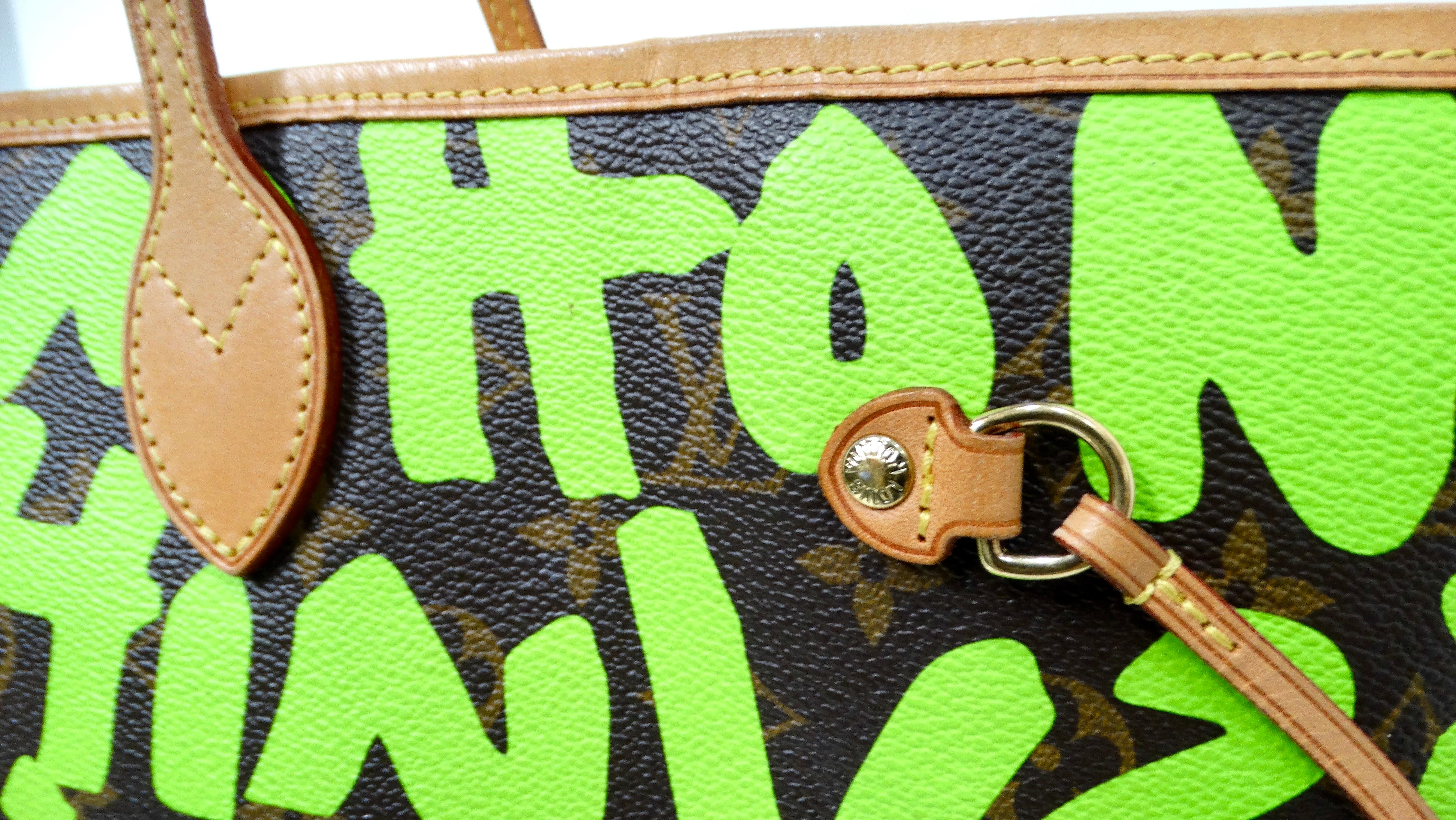 Green 2009 Stephen Sprouse for Louis Vuitton Monogram Graffiti Neon Neverfull Tote Bag For Sale