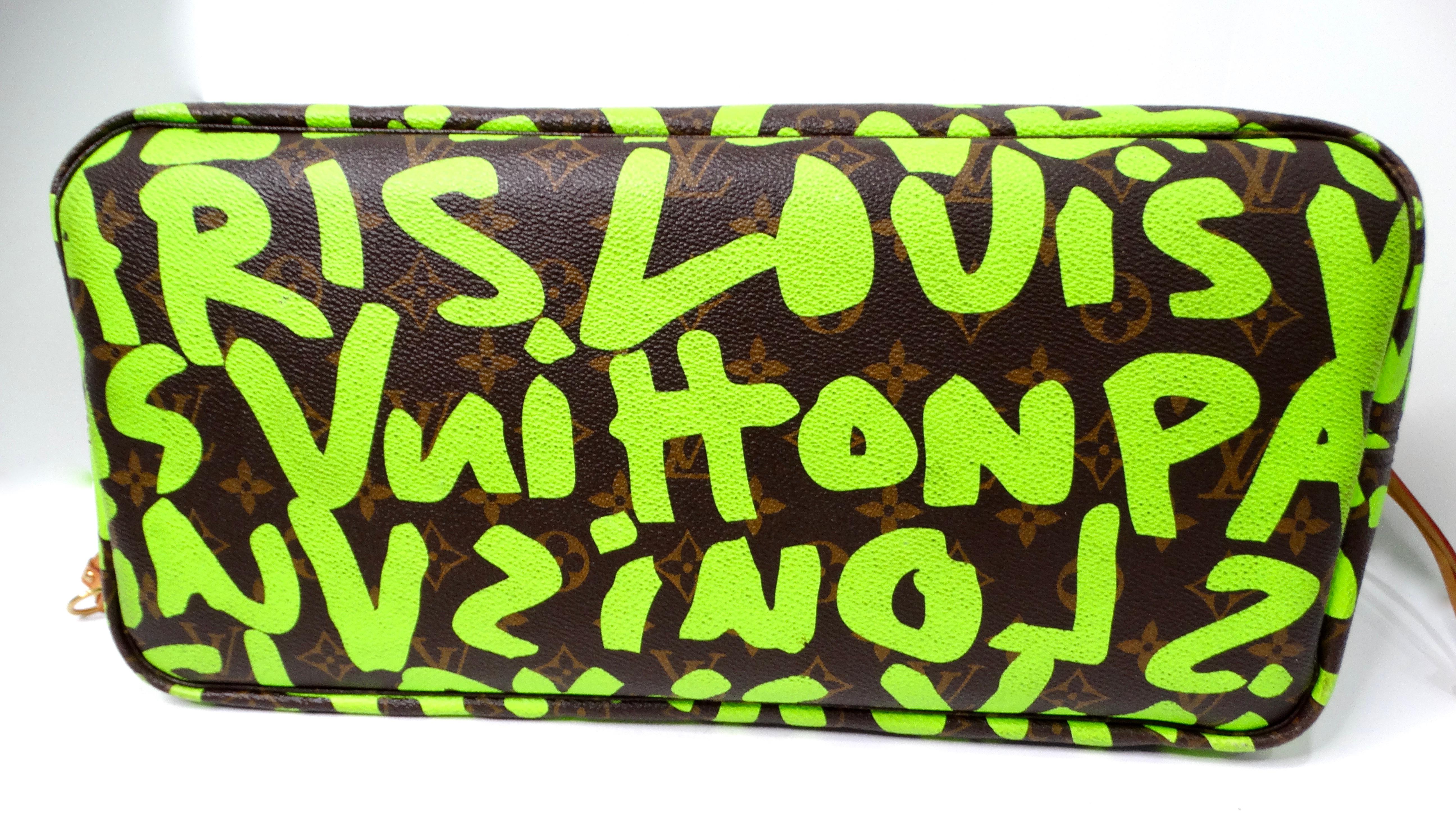 2009 Stephen Sprouse for Louis Vuitton Monogram Graffiti Neon Neverfull Tote Bag For Sale 1