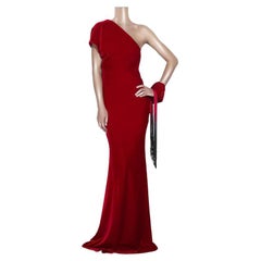 2009 Vintage Alexander McQueen Rotes Samtkleid Italienisch 42 - US 6