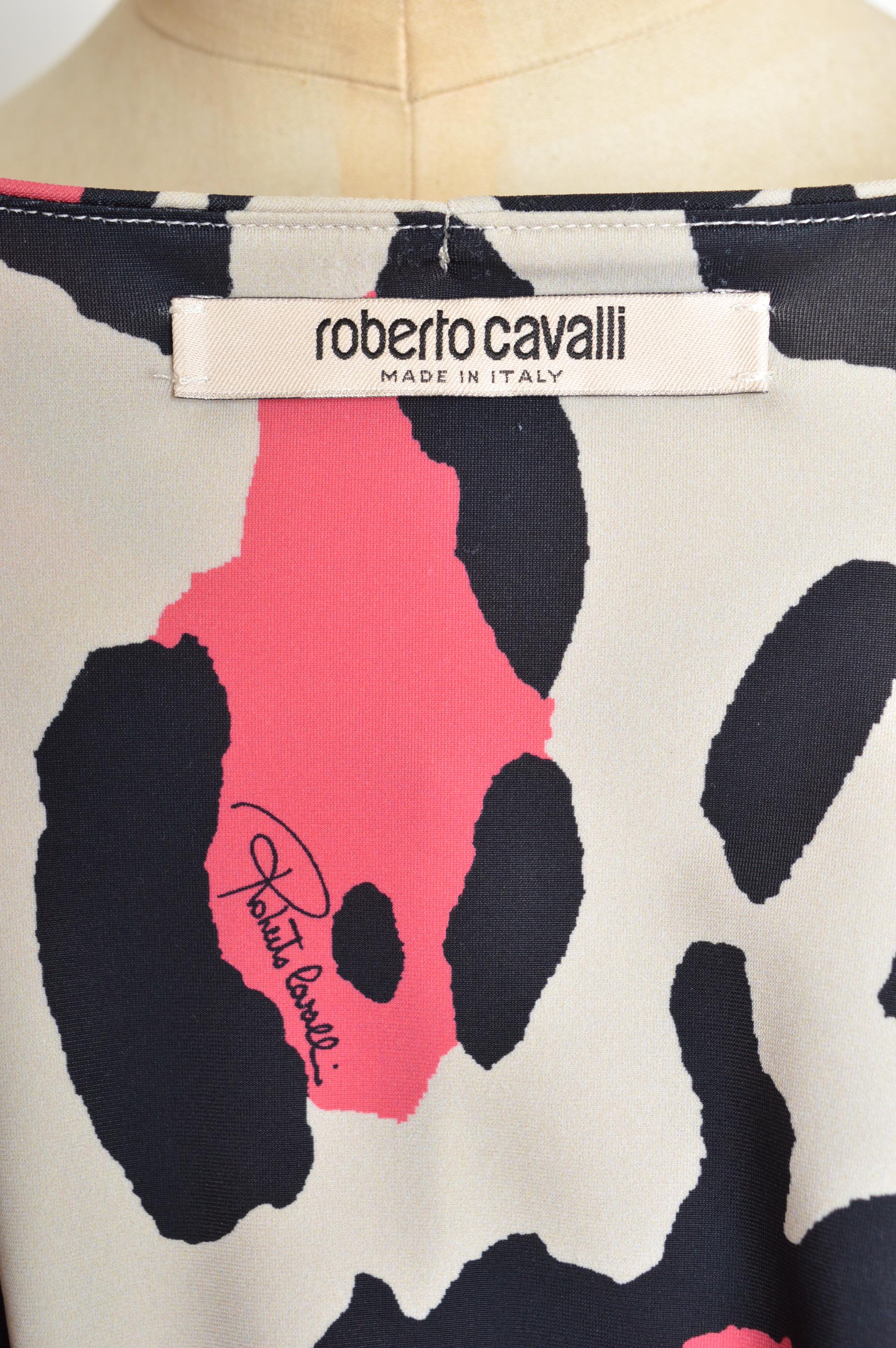 2009 Vintage Roberto Cavalli Pink Ruched Jaguar animal print Maxi Dress For Sale 7