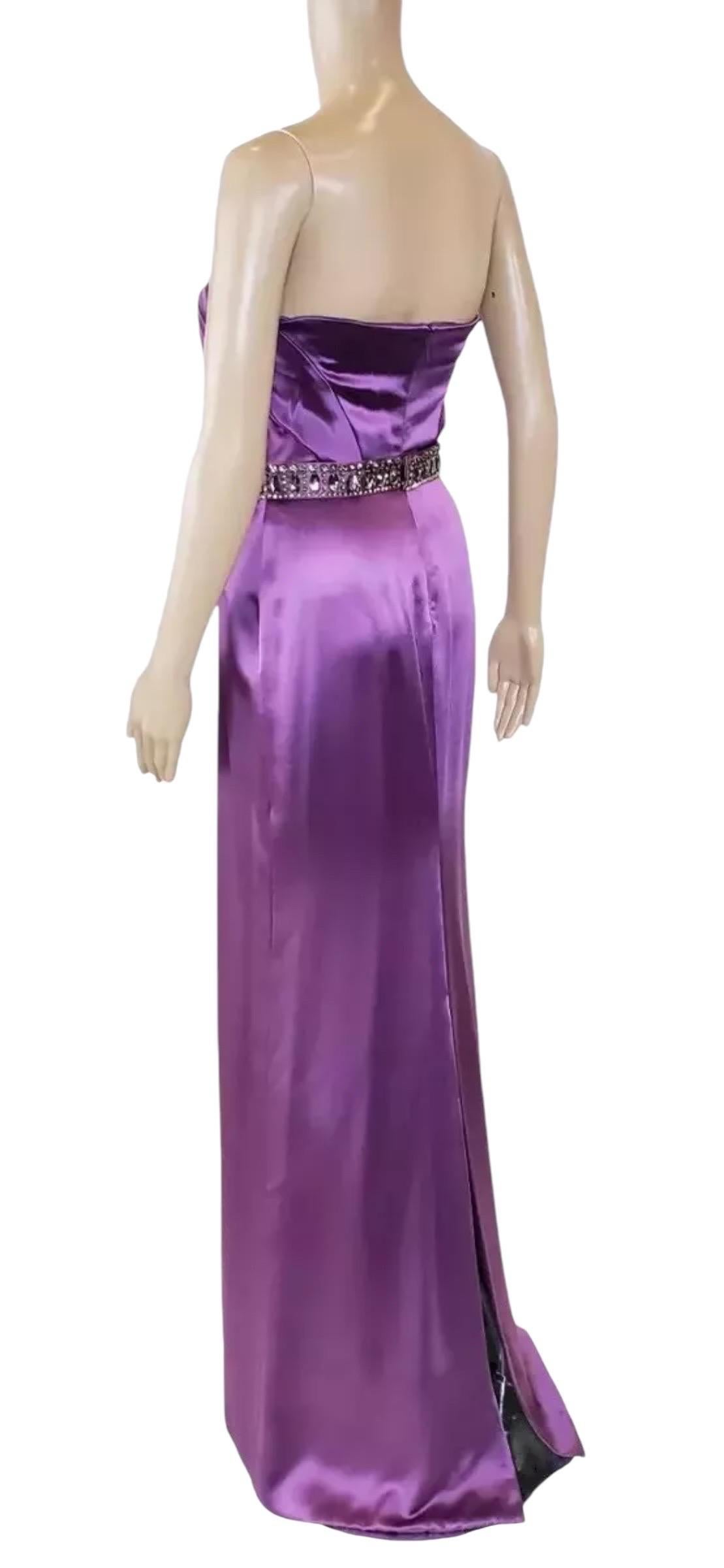 2009 Vintage Versace Embellished Amethyst Strapless Gown Dress 38 - 2 NWT For Sale 1