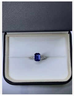 2.00ct Ceylon sapphire chunky diamond solitaire engagement ring in platinum