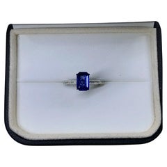 2.00ct Ceylon sapphire chunky diamond solitaire engagement ring in platinum