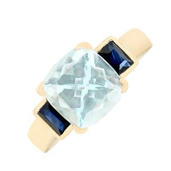 2.00ct Cushion Cut Aquamarine Engagement Ring, 18k Yellow Gold 2.00ct Cushion Cut Aquamarine Engagement Ring, 18k Yellow Gold