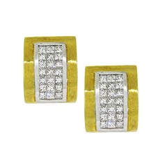 2.00ct Diamond 18k Yellow and White Gold Earrings