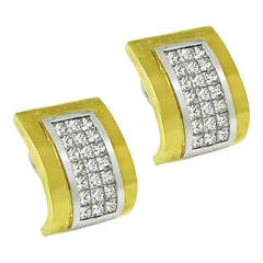 2.00ct Diamond 18k Yellow and White Gold Earrings