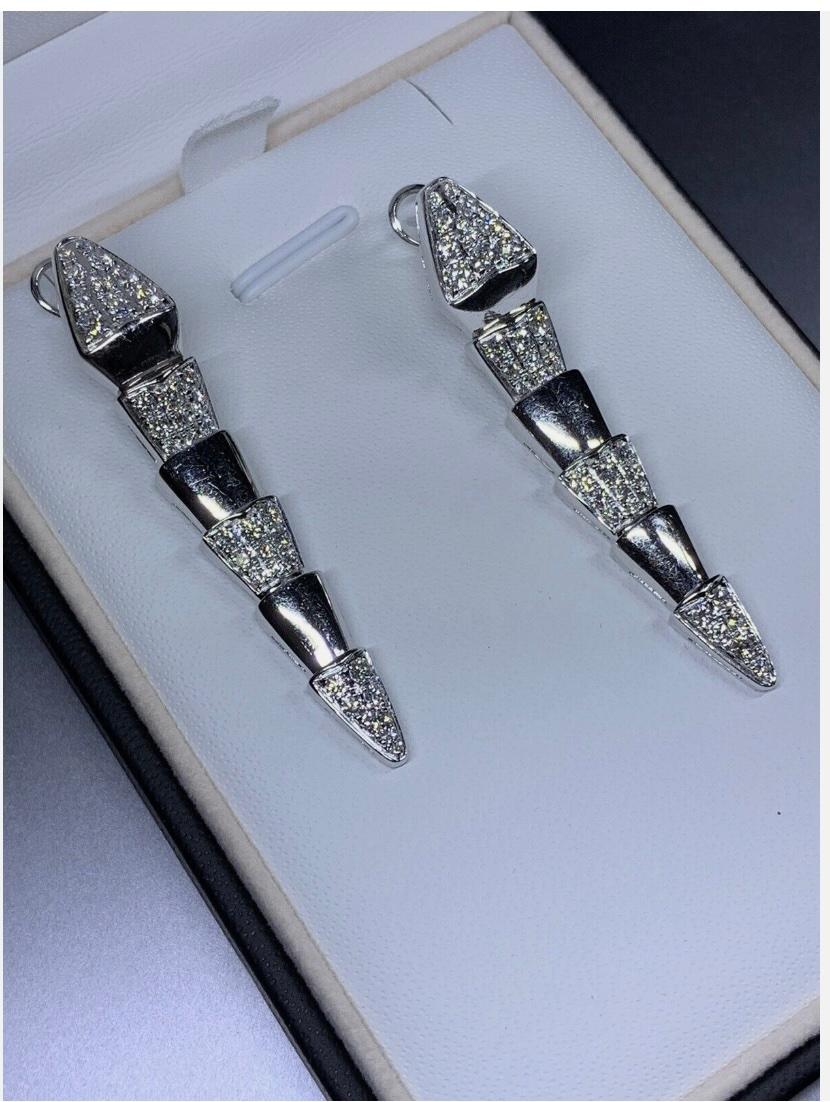 Art Deco 2.00ct Diamond art deco drop dangle earrings 18ct white gold 13.2g For Sale