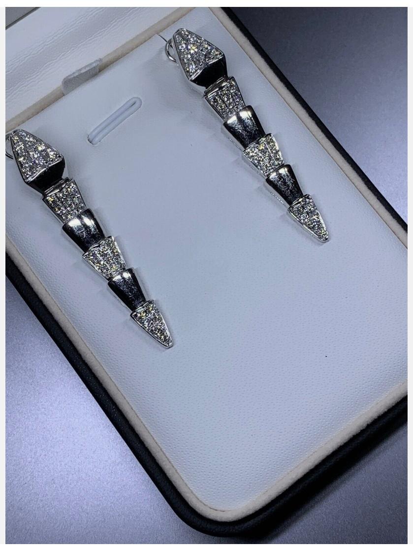 2.00ct Diamond art deco drop dangle earrings 18ct white gold 13.2g In New Condition For Sale In London, GB