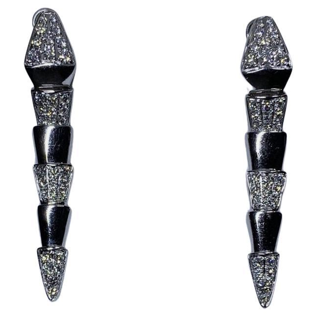 2.00ct Diamond art deco drop dangle earrings 18ct white gold 13.2g For Sale