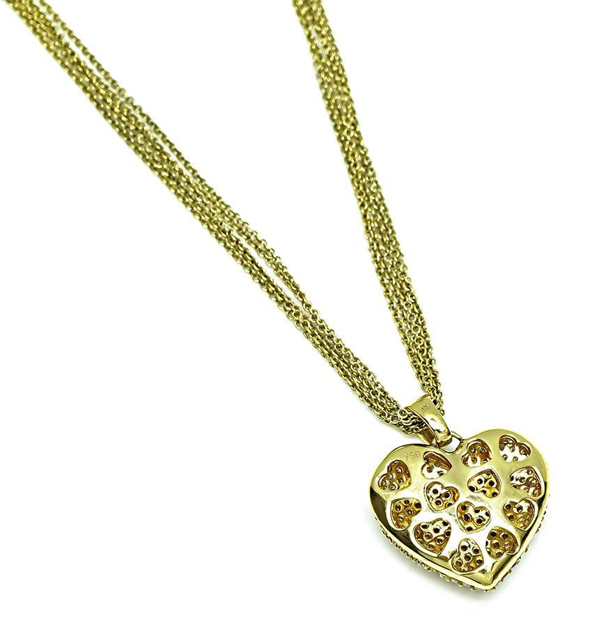 2.00ct Diamond Gold Heart Pendant Necklace In Good Condition For Sale In New York, NY