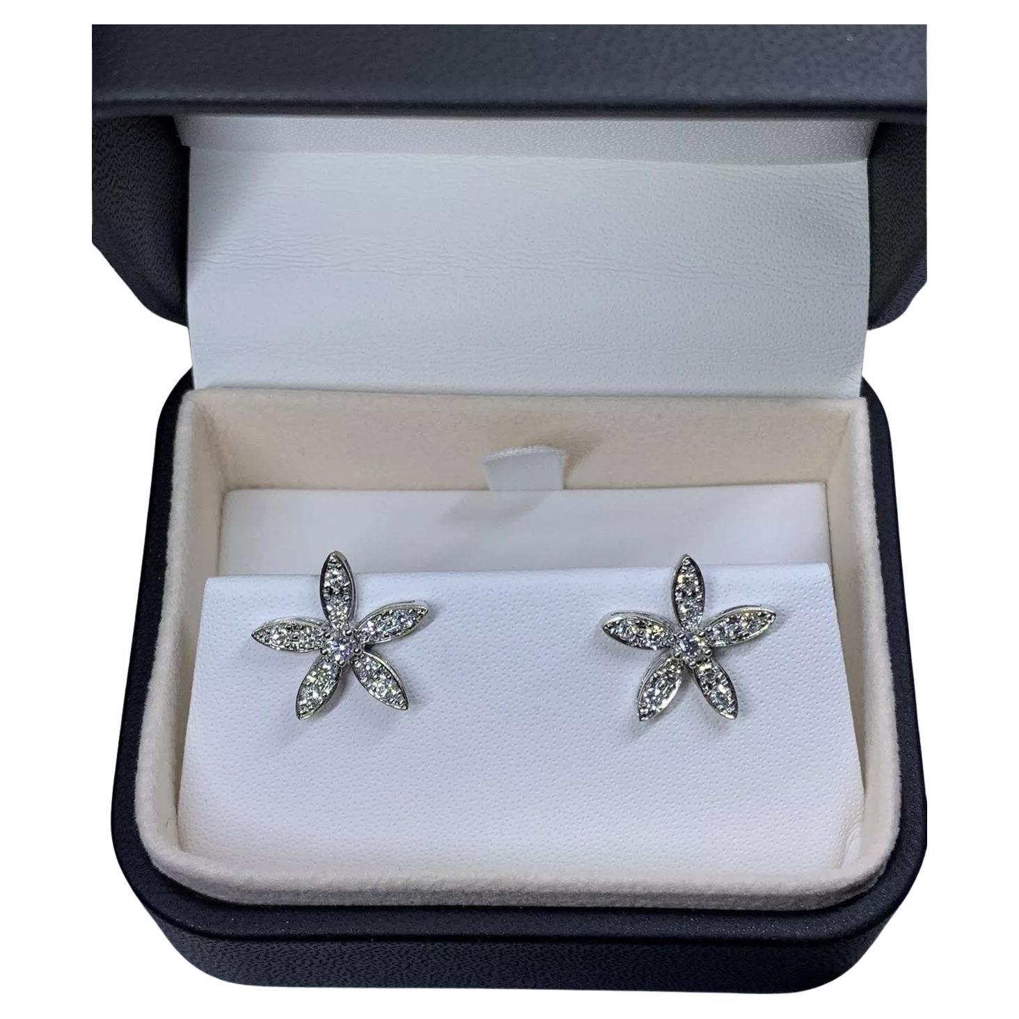 2.00ct Diamond large star studs earrings 18ct white gold