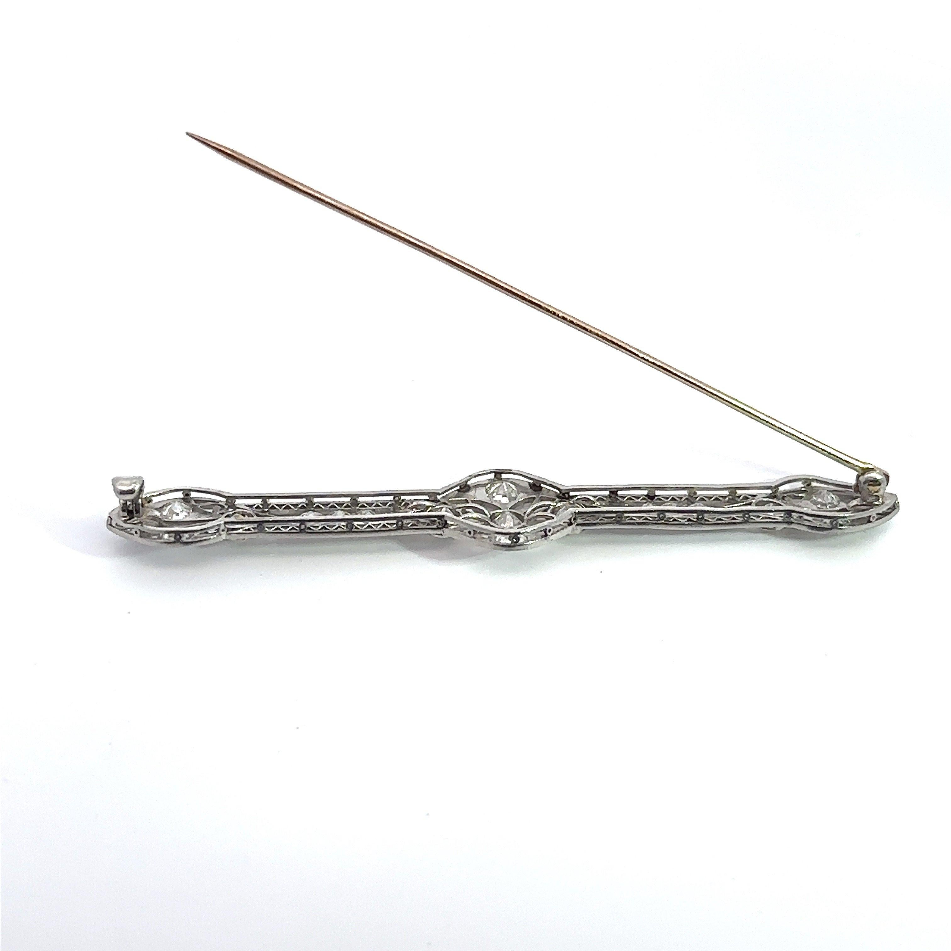 Women's Antique 2.00CT Diamond Platinum 1920's Art Deco Pin For Sale