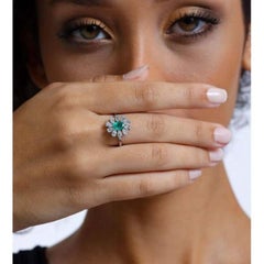 2.00ct Emerald And Diamond Cocktail Ring