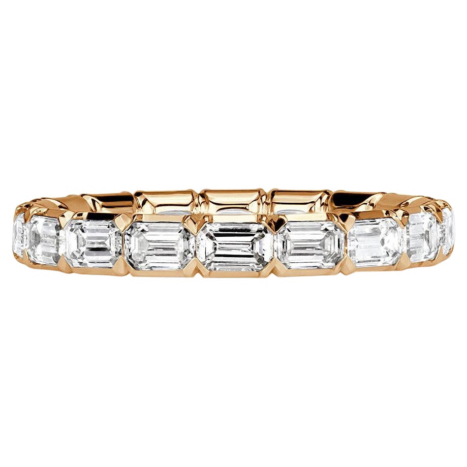 2.00ct Emerald Cut Diamond Eternity Band in 18k Champagne Yellow Gold