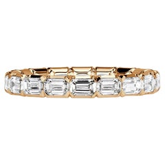 2.00ct Emerald Cut Diamond Eternity Band in 18k Champagne Yellow Gold